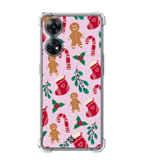 Funda Antigolpe [ OPPO Reno 8 T ] Fondo Navidad [ Galleta Christmas Baston Caramelo ] Esquina Reforzada Silicona 1.5mm Transpare