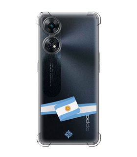 Funda Antigolpe [ OPPO Reno 8 T ] Bandera Paises [ Bandera Argentina ] Esquina Reforzada Silicona 1.5mm Transparente