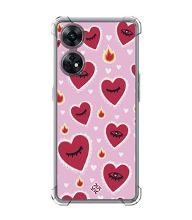 Funda Antigolpe [ OPPO Reno 8 T ] Amor [ Corazon Llama Caliente Roaaar ] Esquina Reforzada Silicona 1.5mm Transparente