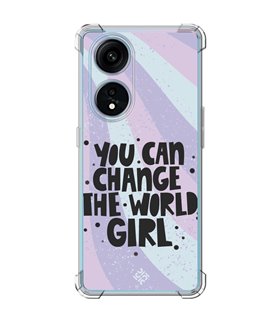 Funda Antigolpe [ OPPO A1 Pro 5G ] Dibujo Frases Guays [ You Can Change The World Girl ] Esquina Reforzada 1.5