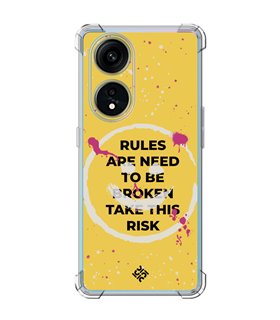 Funda Antigolpe [ OPPO A1 Pro 5G ] Dibujo Frases Guays [ Smile - Rules Are Need  To Be Broken Take This Risk ] 