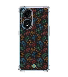 Funda Antigolpe [ OPPO A1 Pro 5G ] Dibujo Gamers [ Mandos Xbox ] Esquina Reforzada Silicona 1.5 Transparente