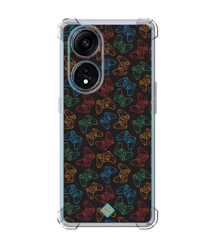 Funda Antigolpe [ OPPO A1 Pro 5G ] Dibujo Gamers [ Mandos Xbox ] Esquina Reforzada Silicona 1.5 Transparente