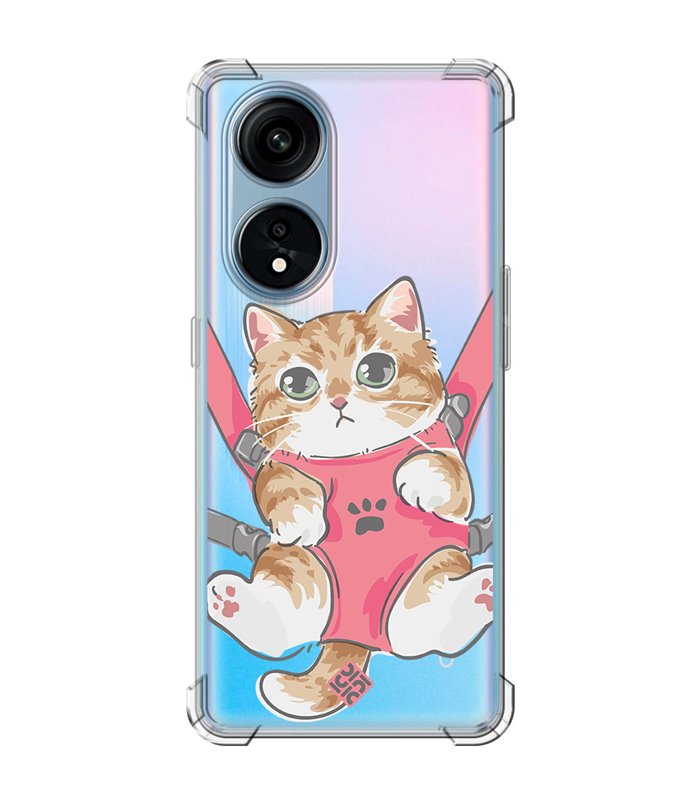 Funda Antigolpe [ OPPO A1 Pro 5G ] Dibujo Mascotas [ Gatito Colgante ] Esquina Reforzada Silicona 1.5mm