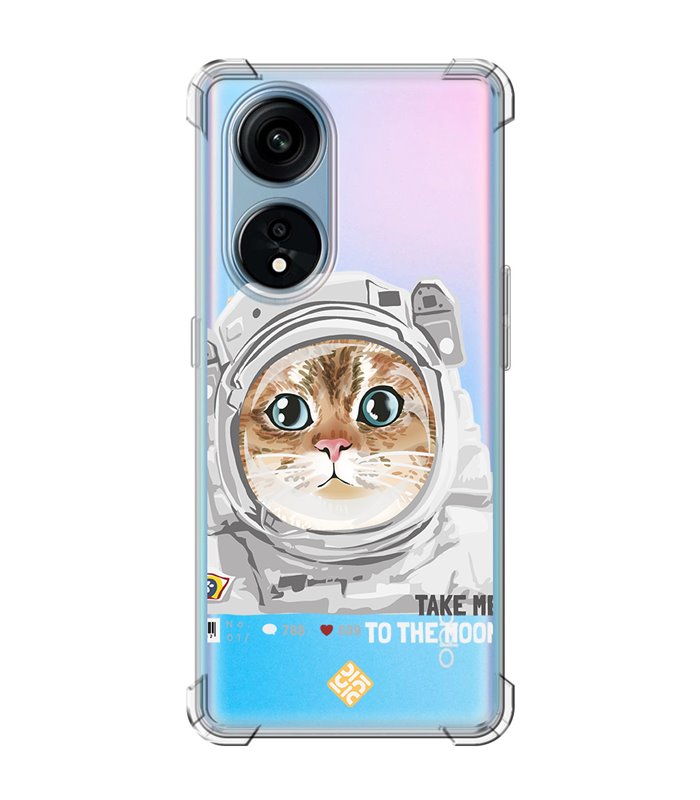Funda Antigolpe [ OPPO A1 Pro 5G ] Dibujo Mascotas [ Gato Astronauta - Take Me To The Moon ] Reforzada 1.5