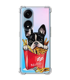 Funda Antigolpe [ OPPO A1 Pro 5G ] Dibujo Mascotas [ Perrito Bulldog con Patatas ] Esquina Reforzada1.5mm