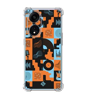 Funda Antigolpe [ OPPO A1 Pro 5G ] Diseño Música [ Iconos Música Naranja y Azul ] Esquina Reforzada 1.5 