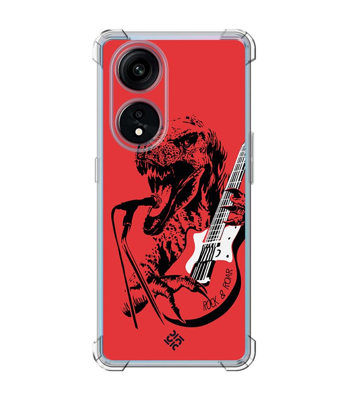 Funda Antigolpe [ OPPO A1 Pro 5G ] Diseño Música [ Rock & Roar - Dinosaurio Tocando la Guitarra ] Reforzada