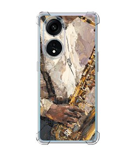 Funda Antigolpe [ OPPO A1 Pro 5G ] Diseño Música [ Pintura - Tocando el Saxofón ] Esquina Reforzada Silicona