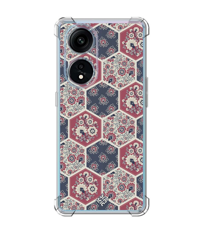 Funda Antigolpe [ OPPO A1 Pro 5G ] Dibujo Tendencias [ Diseño Azulejos Hexágonales con Flores ] Reforzada