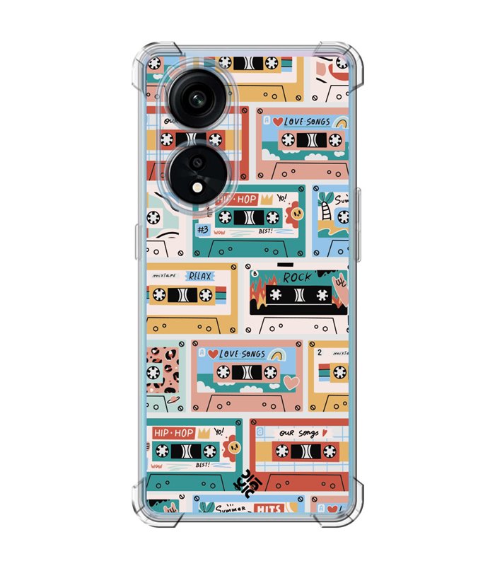 Funda Antigolpe [ OPPO A1 Pro 5G ] Dibujo Auténtico [ Cintas de Cassette ] Esquina Reforzada Silicona 1.5