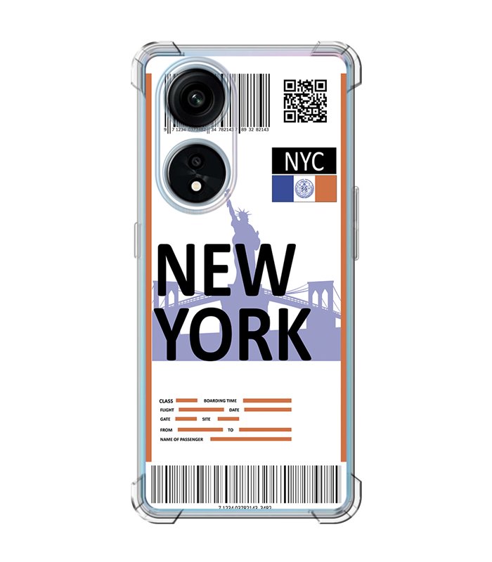 Funda Antigolpe [ OPPO A1 Pro 5G ] Billete de Avión [ New York ] Esquina Reforzada Silicona 1.5mm