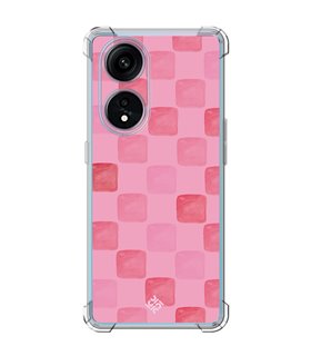 Funda Antigolpe [ OPPO A1 Pro 5G ] Color del Año Magenta [ Checkerboard Magenta - Patrón de Cuadrados - Estilo Acuarela ] 