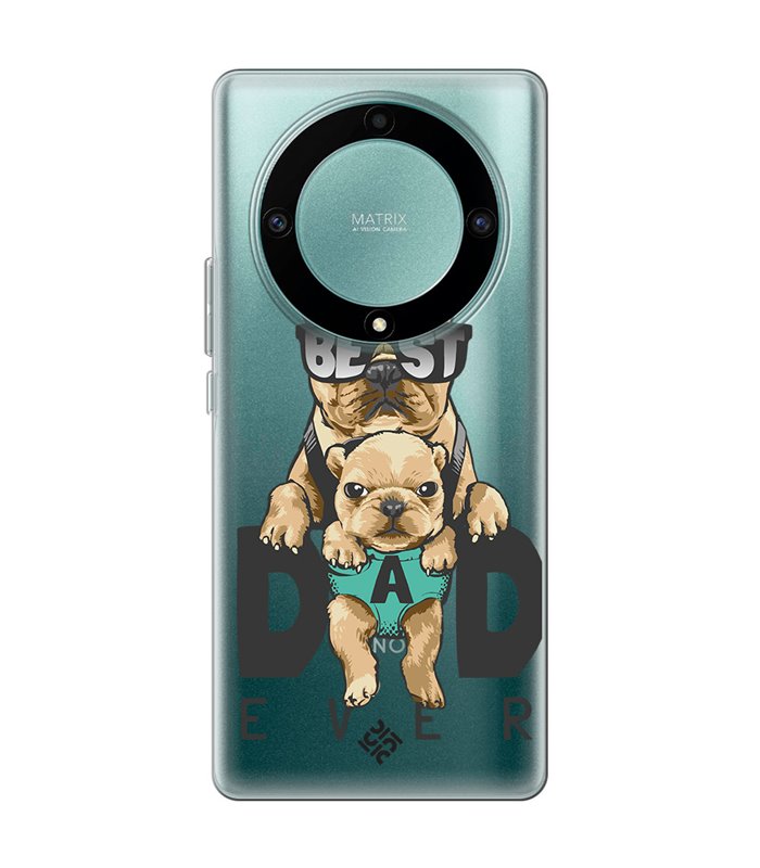 Funda para [ Honor Magic 5 Lite ] Dibujo Mascotas [ Perro Bulldog - Best Dad Ever ] de Silicona Flexible