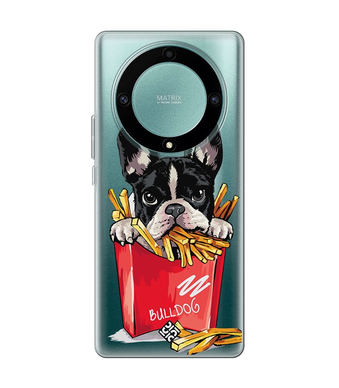 Funda para [ Honor Magic 5 Lite ] Dibujo Mascotas [ Perrito Bulldog con Patatas ] de Silicona Flexible