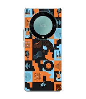 Funda para [ Honor Magic 5 Lite ] Diseño Música [ Iconos Música Naranja y Azul ] de Silicona Flexible