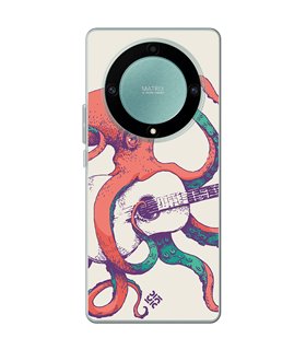 Funda para [ Honor Magic 5 Lite ] Diseño Música [ Pulpo Tocando la Guitarra ] de Silicona Flexible