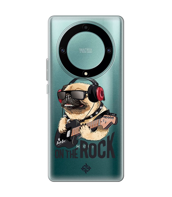 Funda para [ Honor Magic 5 Lite ] Diseño Música [ Pug Perro con Auriculares ] de Silicona Flexible