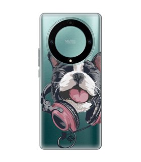 Funda para [ Honor Magic 5 Lite ] Diseño Música [ Perro Feliz Escuchando Música ] de Silicona Flexible