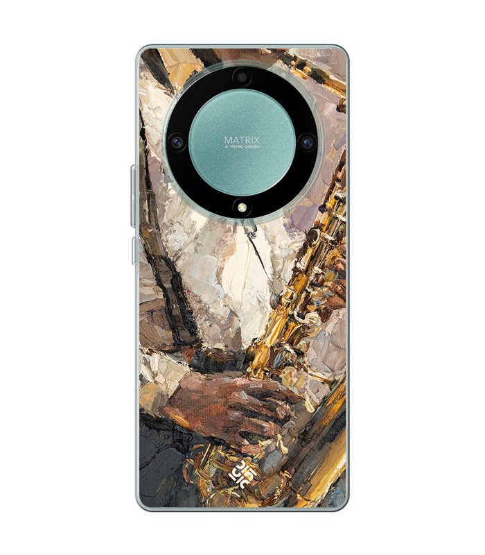 Funda para [ Honor Magic 5 Lite ] Diseño Música [ Pintura - Tocando el Saxofón ] de Silicona Flexible