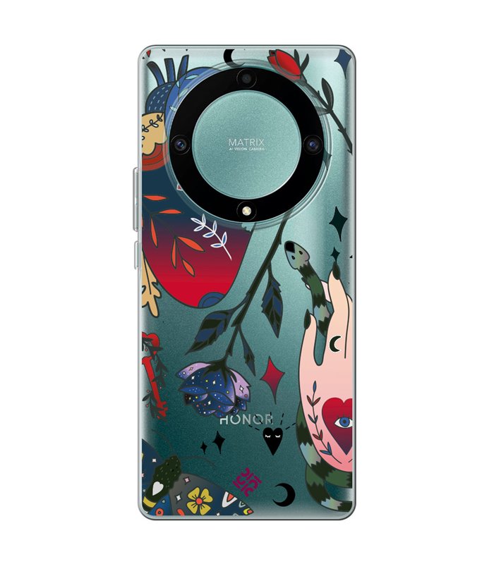 Funda para [ Honor Magic 5 Lite ] Dibujo Tendencias [ Doodle Tatuaje Esotérico ] de Silicona