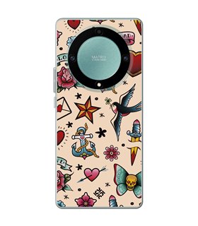 Funda para [ Honor Magic 5 Lite ] Dibujo Tendencias [ Tatuajes Clásicos ] de Silicona Flexible