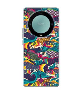 Funda para [ Honor Magic 5 Lite ] Dibujo Auténtico [ Serpentina de Carpas Koinobori, Mangas de Viento ] de Silicona