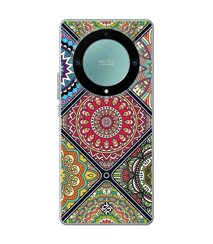 Funda para [ Honor Magic 5 Lite ] Dibujo Auténtico [ Motivos Mandala ] de Silicona Flexible para Smartphone 