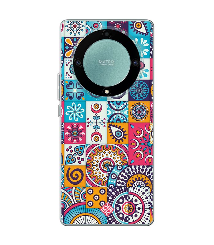 Funda para [ Honor Magic 5 Lite ] Dibujo Auténtico [ Collage Mosaico Mandala ] de Silicona Flexible