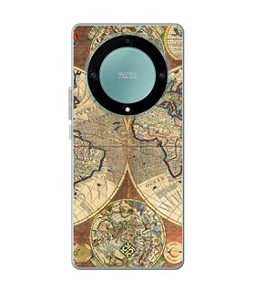 Funda para [ Honor Magic 5 Lite ] Dibujo Auténtico [ Antiguo Mapa Mundi ] de Silicona Flexible