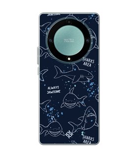 Funda para [ Honor Magic 5 Lite ] Dibujo Auténtico [ Sharks Area ] de Silicona Flexible para Smartphone