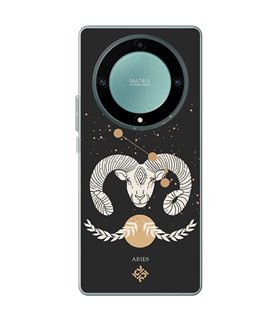 Funda para [ Honor Magic 5 Lite ] Dibujo Zodiaco [ Signo Zodiacal - Aries ] de Silicona Flexible para Smartphone 