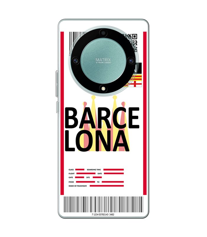 Funda para [ Honor Magic 5 Lite ] Billete de Avión [ Barcelona ] de Silicona Flexible para Smartphone 