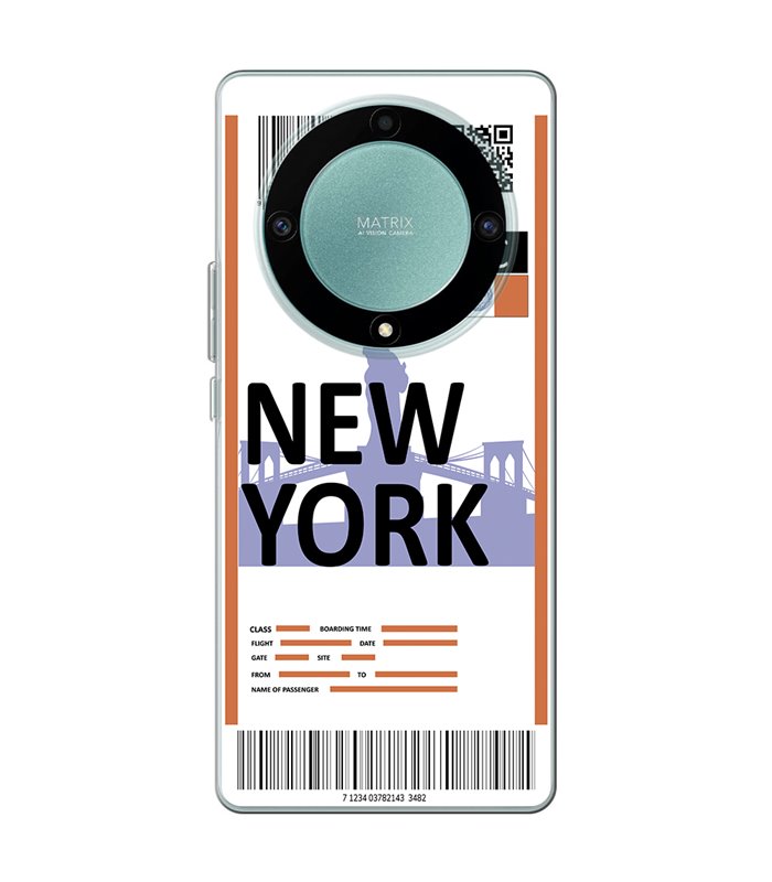 Funda para [ Honor Magic 5 Lite ] Billete de Avión [ New York ] de Silicona Flexible para Smartphone 