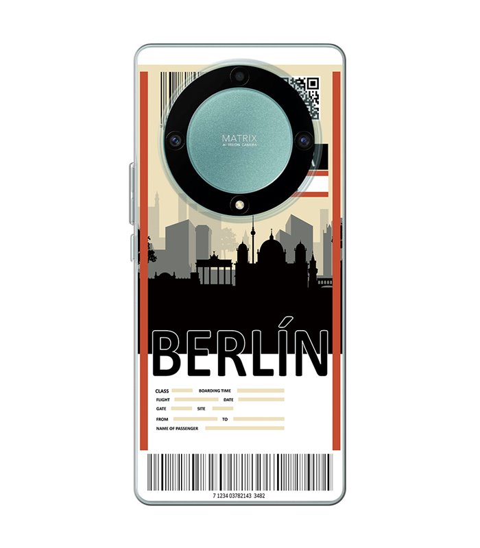 Funda para [ Honor Magic 5 Lite ] Billete de Avión [ Berlín ] de Silicona Flexible para Smartphone 