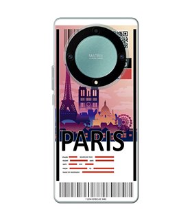 Funda para [ Honor Magic 5 Lite ] Billete de Avión [ París ] de Silicona Flexible para Smartphone 