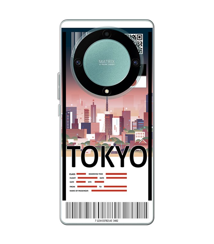 Funda para [ Honor Magic 5 Lite ] Billete de Avión [ Tokio ] de Silicona Flexible para Smartphone 