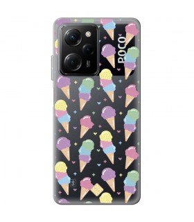 Funda para [ POCO X5 Pro 5G ] Dibujo Auténtico [ Cucurucho de Helados ] de Silicona Flexible para Smartphone