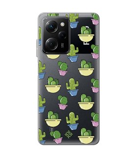 Funda para [ POCO X5 Pro 5G ] Dibujo Auténtico [ Cactus en Macetas ] de Silicona Flexible para Smartphone