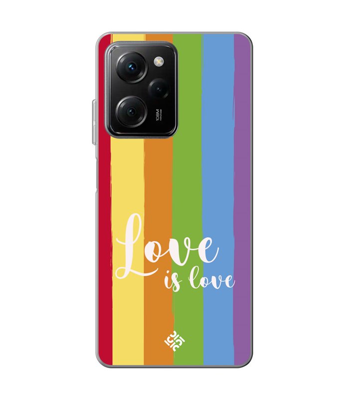 Funda para [ POCO X5 Pro 5G ] Dibujo Auténtico [ Love is Love - Arcoiris ] de Silicona Flexible