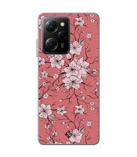 Funda para [ POCO X5 Pro 5G ] Dibujo Botánico [ Flores sakura con patron japones ] de Silicona Flexible
