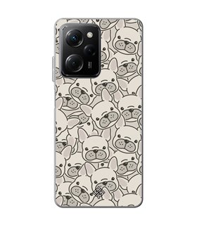 Funda para [ POCO X5 Pro 5G ] Dibujo Cute [ Pegatinas Perrito Bulldog Frances ] de Silicona Flexible