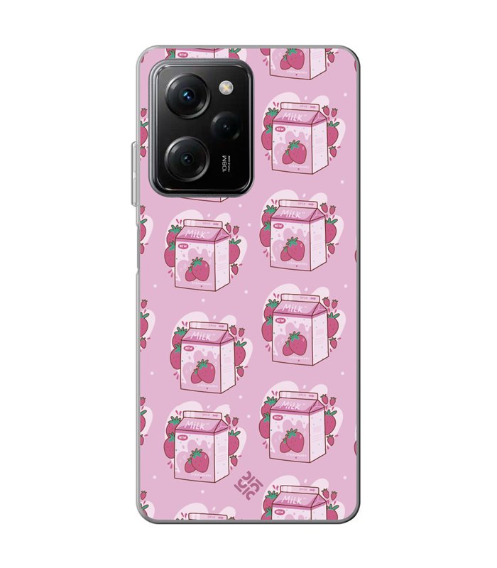 Funda para [ POCO X5 Pro 5G ] Dibujo Cute [ Brick Leche de Fresa ] de Silicona Flexible para Smartphone