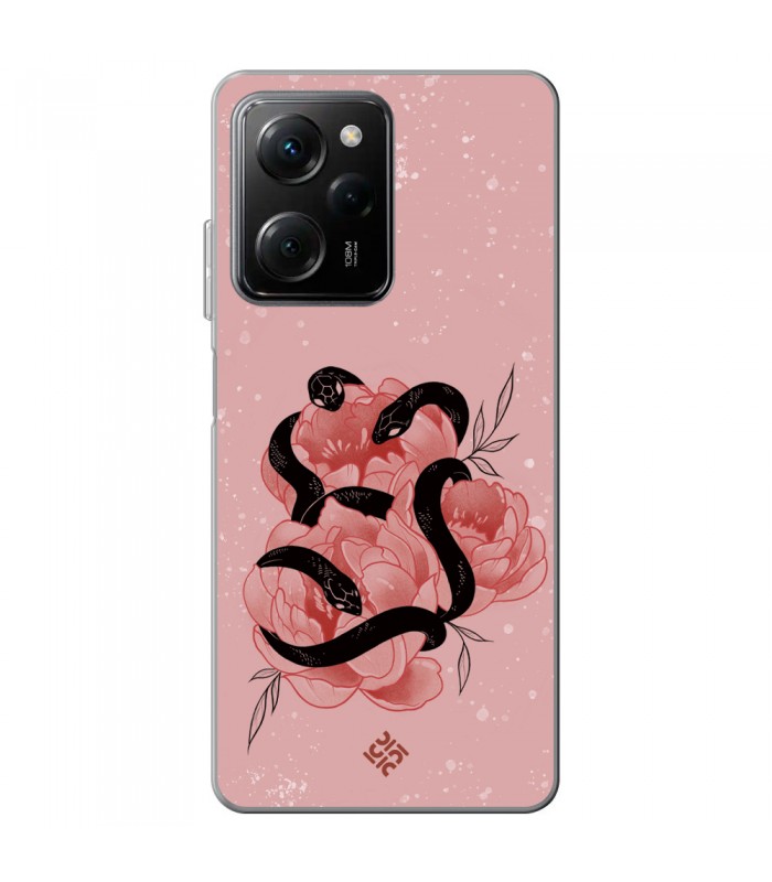 Funda para [ POCO X5 Pro 5G ] Dibujo Esotérico [ Tentación Floral - Rosas con Serpientes ] de Silicona Flexible