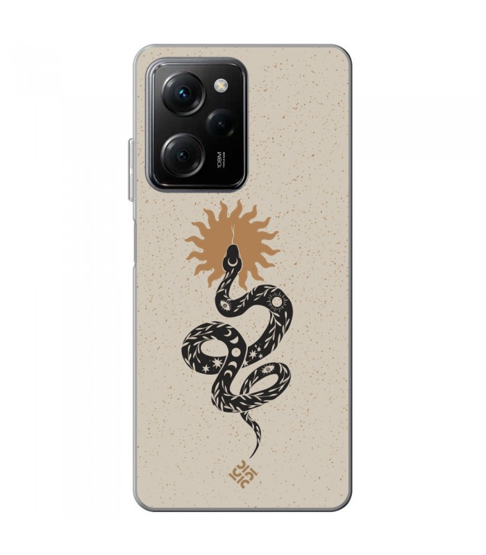 Funda para [ POCO X5 Pro 5G ] Dibujo Esotérico [ Serpiente Esotérica y Signo Solar ] de Silicona Flexible