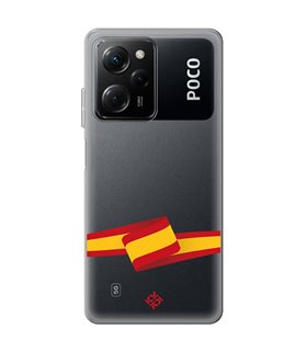 Funda para [ POCO X5 Pro 5G ] Dibujo Auténtico [ Bandera España ] de Silicona Flexible para Smartphone