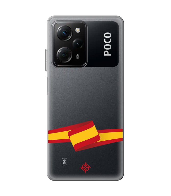 Funda para [ POCO X5 Pro 5G ] Dibujo Auténtico [ Bandera España ] de Silicona Flexible para Smartphone