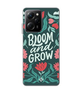 Funda para [ POCO X5 Pro 5G ] Dibujo Frases Guays [ Flores Bloom and Grow ] de Silicona Flexible para Smartphone