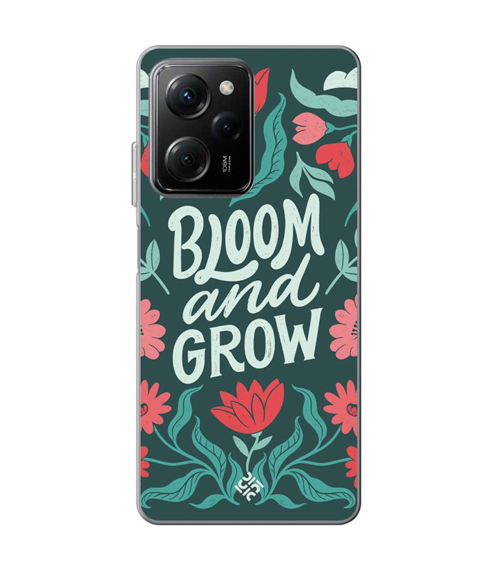 Funda para [ POCO X5 Pro 5G ] Dibujo Frases Guays [ Flores Bloom and Grow ] de Silicona Flexible para Smartphone