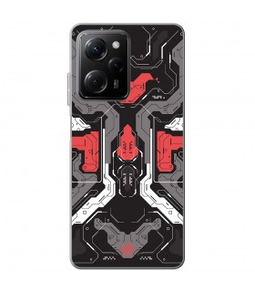 Funda para [ POCO X5 Pro 5G ] Dibujo Gamers [ Cyberpunk Rojo y Grises ] de Silicona Flexible para Smartphone